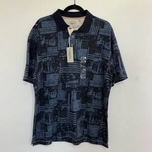 American Legacy Men's Large L/S Button‎ Down Shirt Patriotic Flag Print